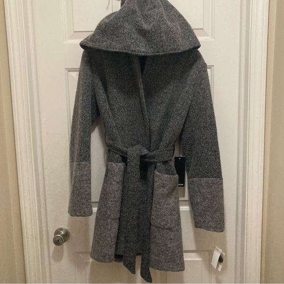 BEBE Women’s Hooded Coat - Gray Size Large - Picture 4 of 14